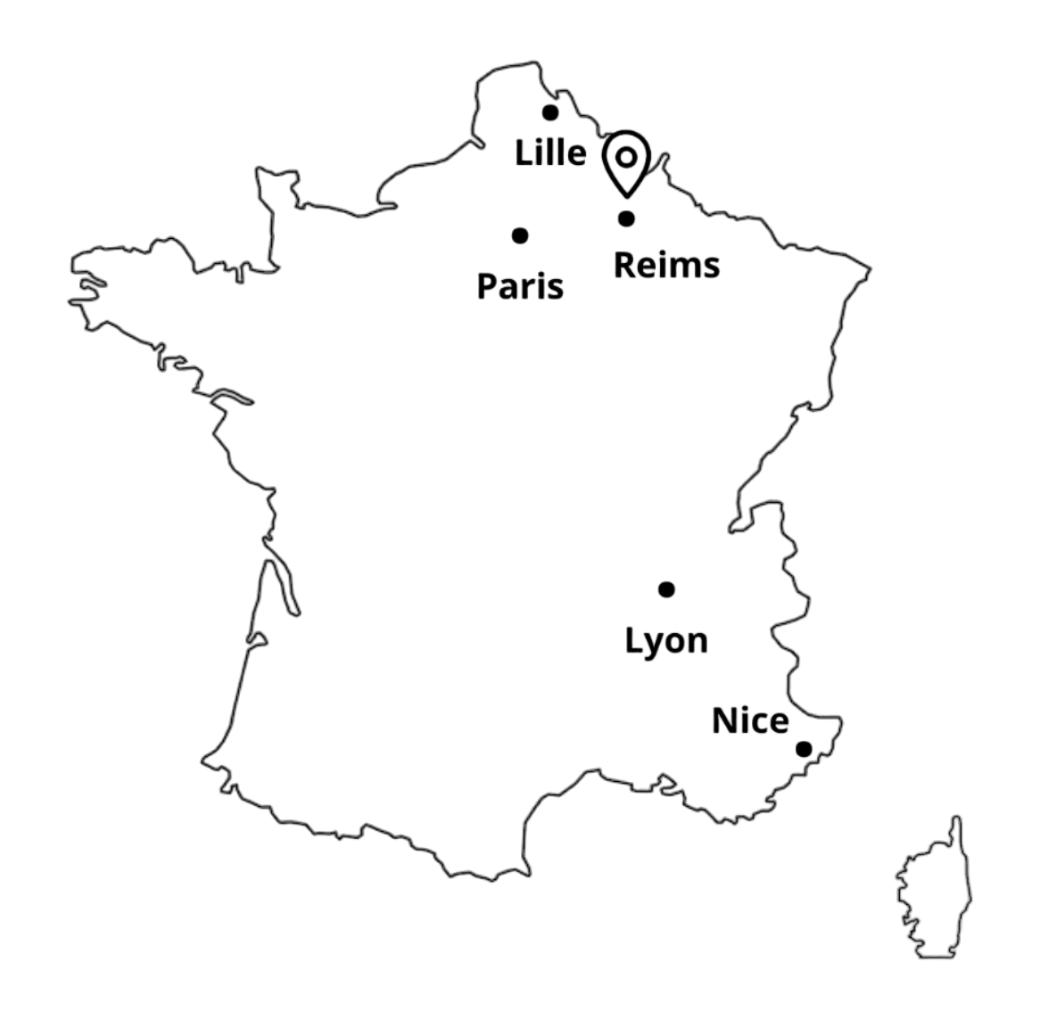 Carte Progress Santé de Reims campus Reims